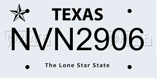 NVN2906 Texas License Plate