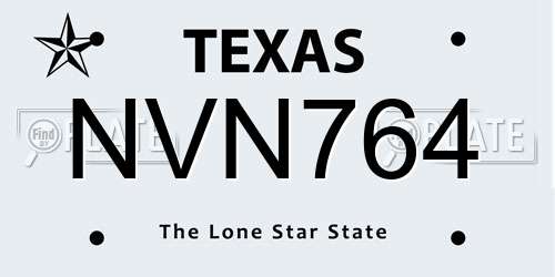 NVN764 Texas License Plate