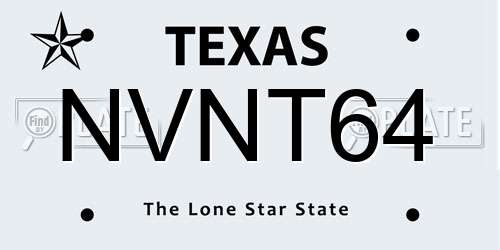 NVNT64 Texas License Plate