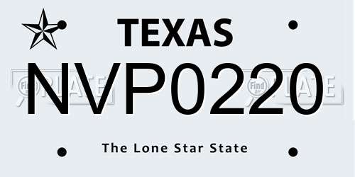 NVP0220 Texas License Plate