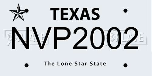 NVP2002 Texas License Plate