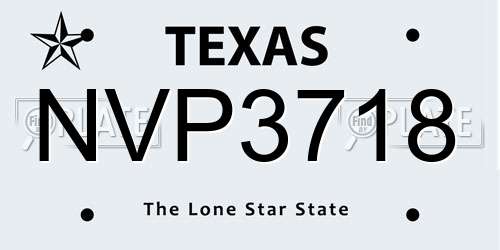NVP3718 Texas License Plate