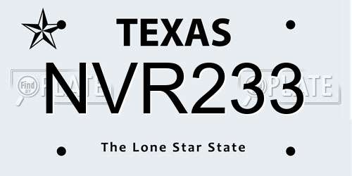 NVR233 Texas License Plate