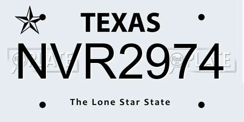 NVR2974 Texas License Plate