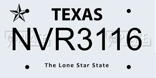 NVR3116 Texas License Plate