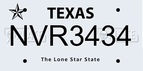 NVR3434 Texas License Plate