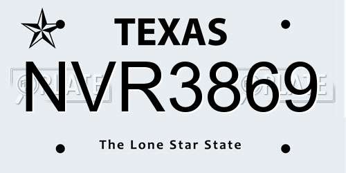 NVR3869 Texas License Plate
