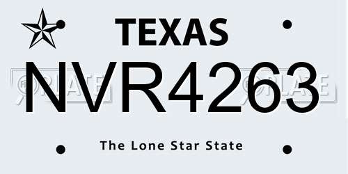 NVR4263 Texas License Plate
