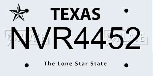 NVR4452 Texas License Plate