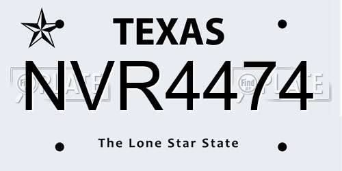NVR4474 Texas License Plate