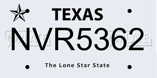 NVR5362 Texas License Plate