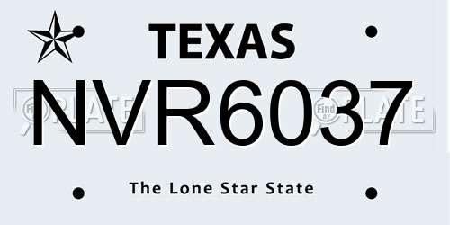 NVR6037 Texas License Plate