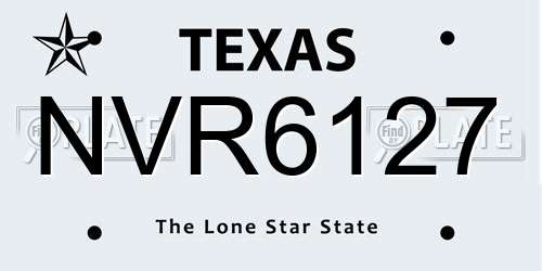 NVR6127 Texas License Plate