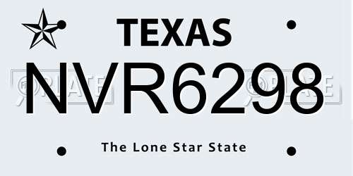 NVR6298 Texas License Plate