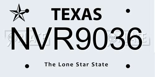 NVR9036 Texas License Plate