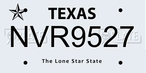NVR9527 Texas License Plate
