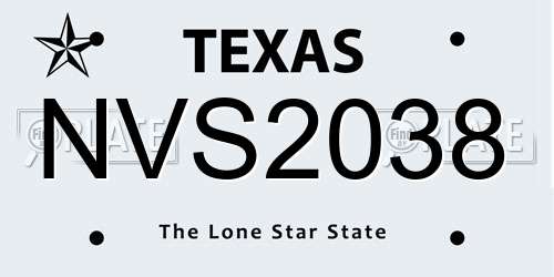 NVS2038 Texas License Plate