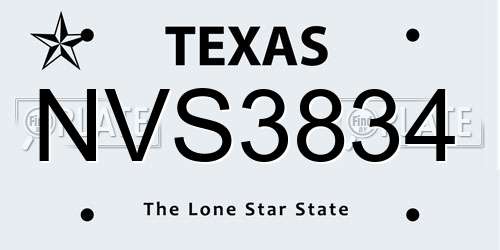 NVS3834 Texas License Plate