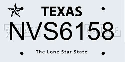 NVS6158 Texas License Plate