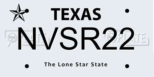 NVSR22 Texas License Plate