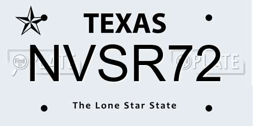 NVSR72 Texas License Plate
