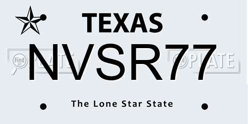 NVSR77 Texas License Plate