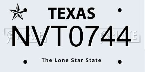 NVT0744 Texas License Plate