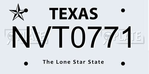 NVT0771 Texas License Plate