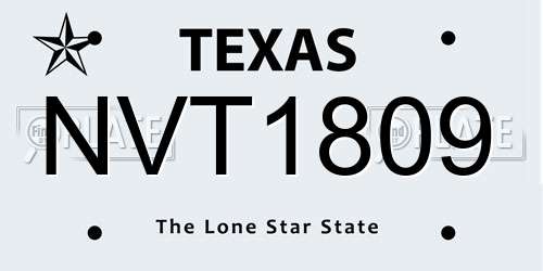 NVT1809 Texas License Plate