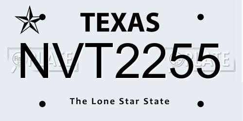 NVT2255 Texas License Plate
