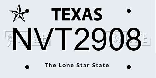NVT2908 Texas License Plate