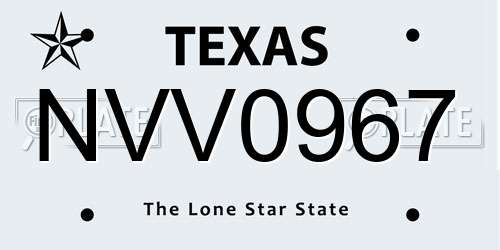 NVV0967 Texas License Plate