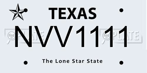 NVV1111 Texas License Plate