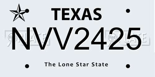 NVV2425 Texas License Plate