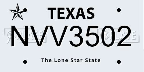 NVV3502 Texas License Plate