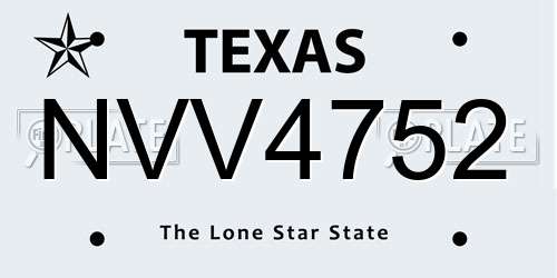 NVV4752 Texas License Plate