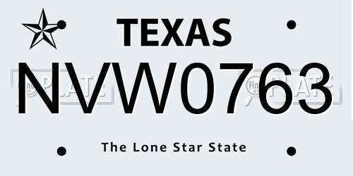 NVW0763 Texas License Plate