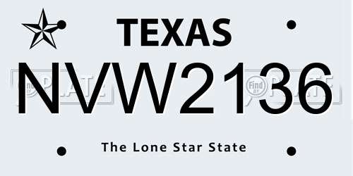 NVW2136 Texas License Plate