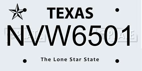 NVW6501 Texas License Plate