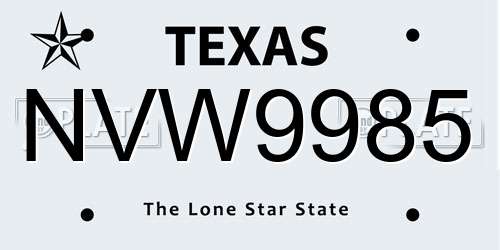 NVW9985 Texas License Plate