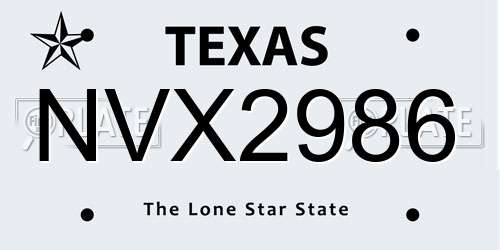 NVX2986 Texas License Plate