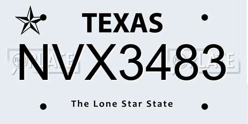 NVX3483 Texas License Plate