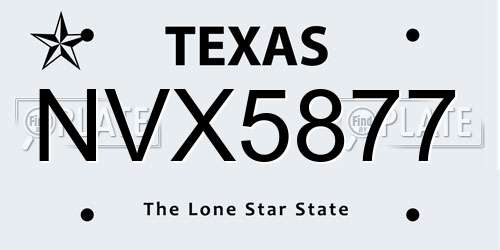 NVX5877 Texas License Plate