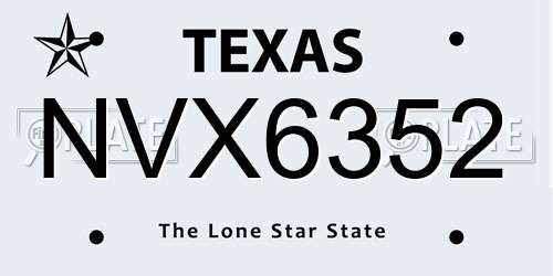 NVX6352 Texas License Plate