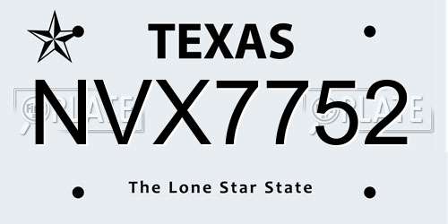 NVX7752 Texas License Plate