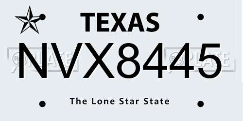 NVX8445 Texas License Plate