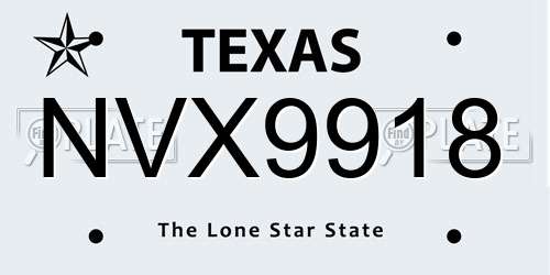 NVX9918 Texas License Plate