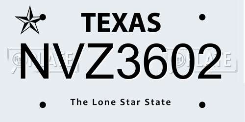 NVZ3602 Texas License Plate