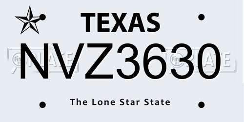 NVZ3630 Texas License Plate