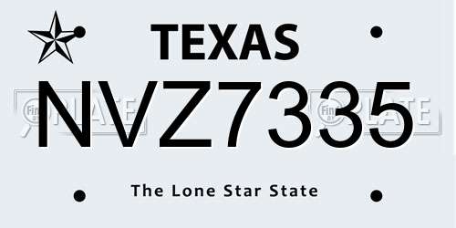 NVZ7335 Texas License Plate